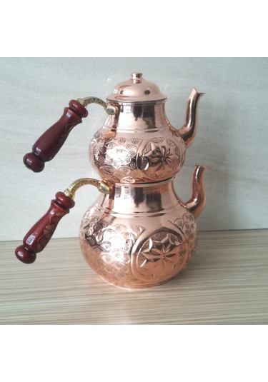 Yıldız İşlemeli Bakır Çaydanlık 2.5 Lt Bakır