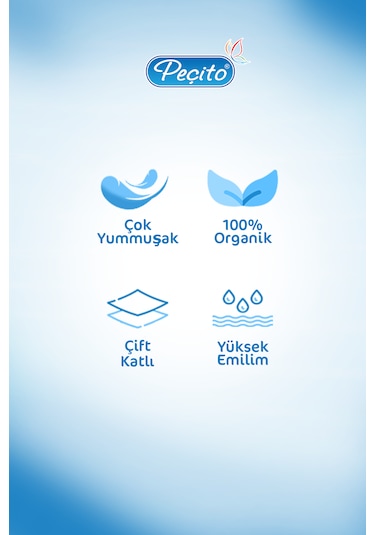 Peçito Premium Çift Katlı Pratik Mendil Toplam 5 x 275'li
