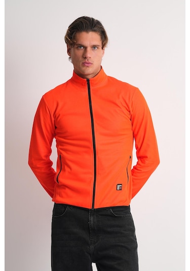 Alexandergardı Dik Yaka Cepli Fermuarlı Sporcu Hırka Turuncu