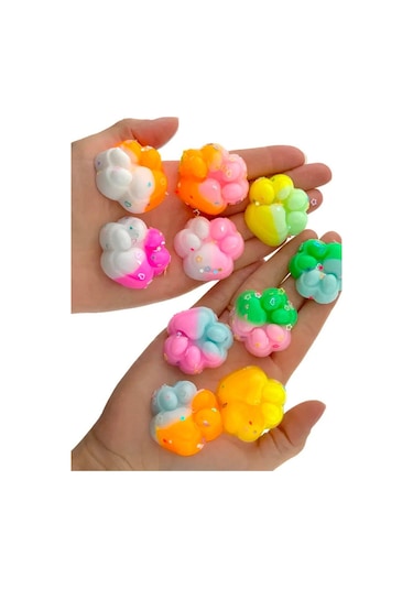 4 Adet Sukuşi Set Renkli Mini Squishy Kedi Patisi Taba Sukuşi Elastik Jel Stres Oyuncağı Diğer