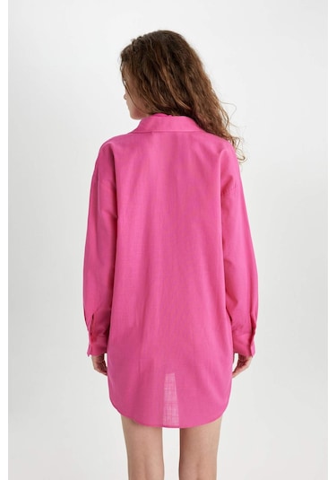 DeFacto Regular Fit Pamuklu Plaj Gömleği-Fall in Love W8241AZ24SMPN615 Pembe DeFacto Regular Fit Pamuklu Plaj Gömleği-Fall in Love W8241AZ24SMPN615 Pembe