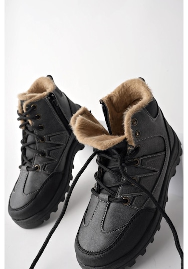 Muggo Toni Bağcıklı İçi Kürklü Fermuarlı Unisex Outdoor Kışlık Bot 001