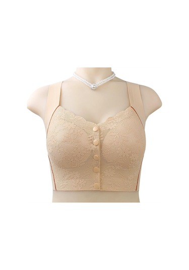 Kayısı Kadın Büyük Elastik Yelek Stil Nefes Büyük Boy Straplez Sütyen İçin Dantel Yapışkanlı Ön Toka İç Giyim Kayısı