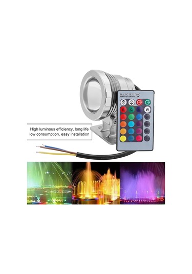 Xindoker 10w Rgb Su Altı Led Işığı 9 Ledli Kumandalı Ip65 Su Geçirmez Ac/dc12v Gümüş Alüminyum-plastik