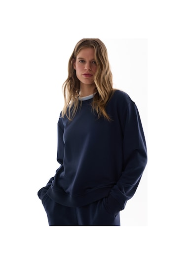 Penti Lacivert Bisiklet Yaka Regular Kesim Pamuklu Sweatshirt