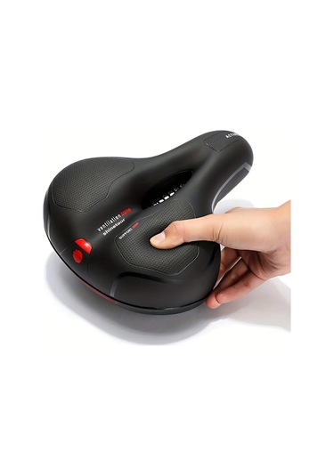 Motion003 Geniş Bisiklet Koltuğu Dağ Büyük Şehir Bisikleti İçin Şok Emici Boşluklu Tasarım Siyah Kırmızı Siyah+kırmızı