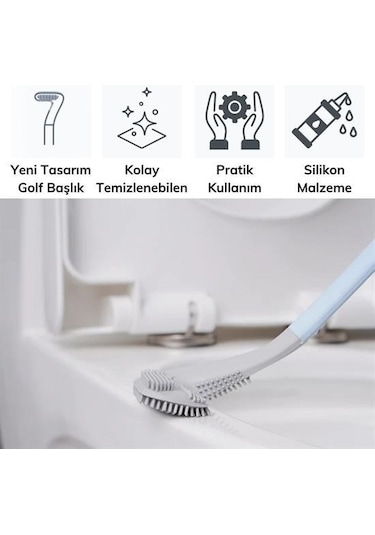 Büro Ev Hijyeni İçin Kanca Hediyeli Golf Tipi Silikon Mutfak Temizlik Fırçası