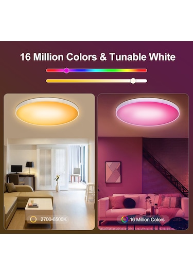 Akıllı Plafonyer Karartma Tavan Lambası 220 V Wi-fi+bt Kumanda Çok Renkli