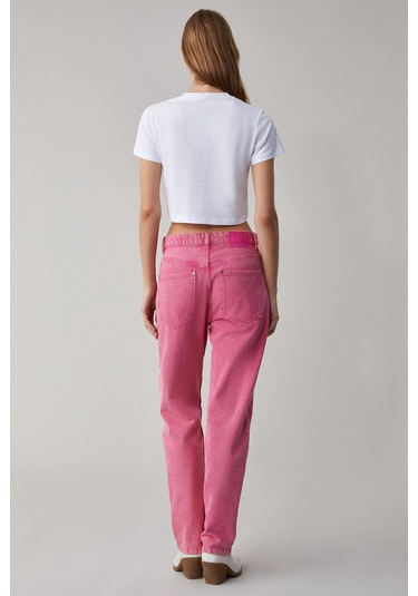 BELVETH Kadın Bisiklet Yaka Oversize Beyaz T-Shirt