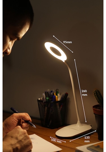 Şarjlı Masa Lambası Dokunmatik 3 Renk 24 Led Telefon Standlı Kademeli Çalışma Okuma Işığı