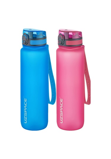 Uzspace 2'li Tritan Matara Seti 1000 ml Büyük Boy 14 Farklı Renk Seçeneği FiftyFifty