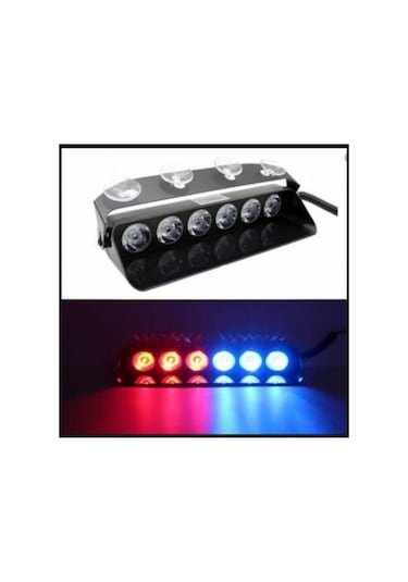 Cam Içi Çakar Lamba Kırmızı - Mavi 12V 8 Fonksiyonlu Power Led