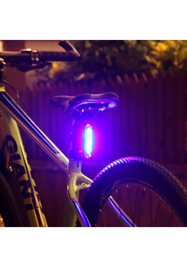 Mavi-sarı-kırmızı Çakarlı Usb Şarjlı 100 Lümen Bisiklet Stop Lambası Siyah - Kırmızı - Beyaz