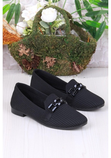 Mehmet Mete 9537 Fashion Tokalı Kadın Babet Sıyah