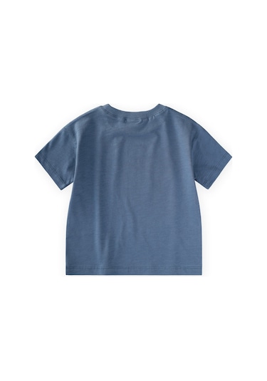 Cigit Slogan Baskılı T-shirt 2-10 Yaş İndigo Mavi