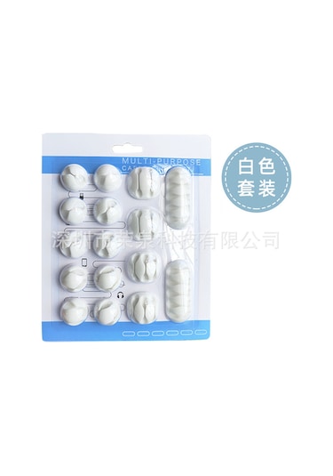 Yaozixa Beyaz 16'lı Masaüstü Kabloları Düzenleyici Seti - Çoklu Delikli Kablolu Tutucular, Organize Et Ve Sabitle