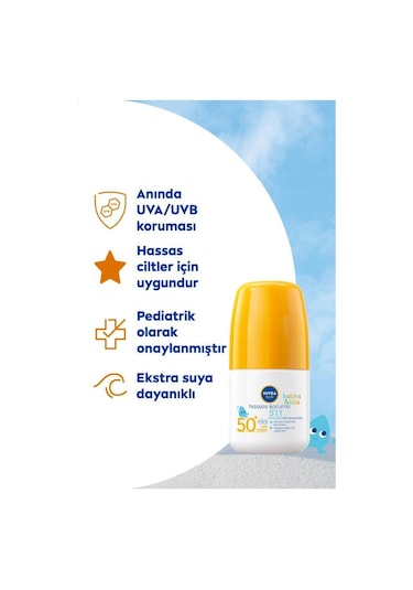 Nivea Sun Bebekler için Hassas Koruma Güneş Koruyucu Spf50 Roll-on 50 ML