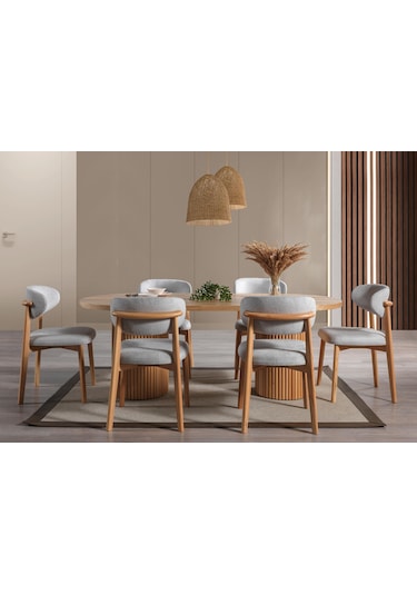 Polo Teddy Natural Ahşap Bohem Sandalye Natural - Antrasit