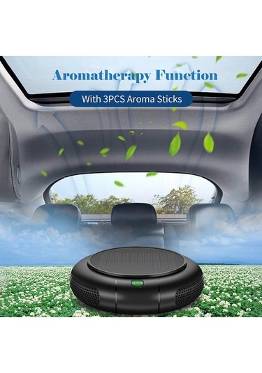 Novahub Güneş Panelli Hava Temizleyici - 1200mah Pil, 8m İyon & Hepa Filtre Siyah Siyah