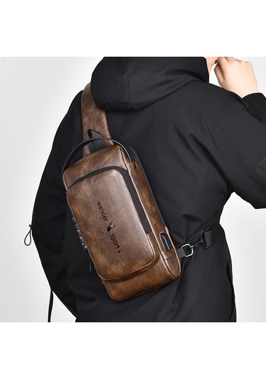 Sones Weıxıer X318 Tek Omuzlu Çapraz Askılı Erkek Su Geçirmez Hırsızlığa Karşı Küçük Sırt Çantası Koyu Kahverengi