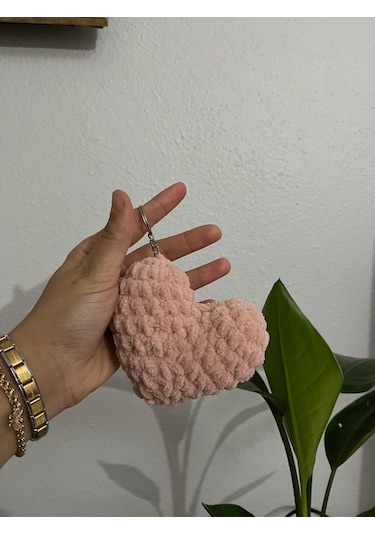 Örgü Kalp Anahtarlık 10 Cm