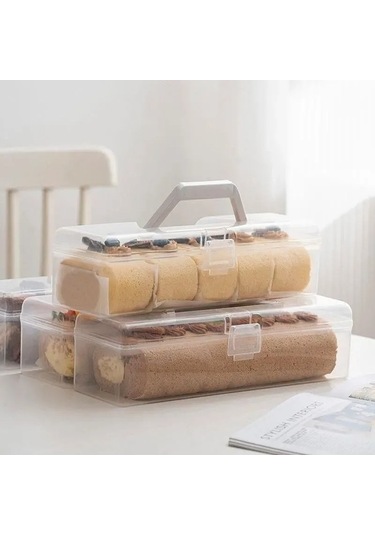 Besthome1 Geniş Kapaklı Kek Saklama Kutusu - Şeffaf Pp Malzeme Şeffaf