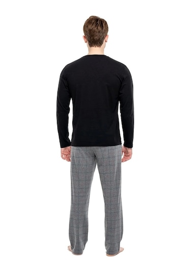 Mod Collection Pamuklu Sıfır Yaka Kareli Erkek Pijama Takım 001