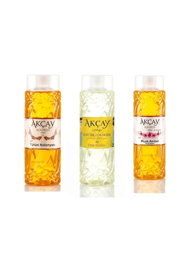 Akçay Limon + Misk-i Amber + Tütün Kolonyaları 3 x 400 ML