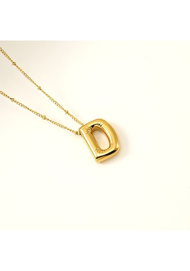 Relaxed Parlak Mektup Kolye Tombul Avrupa Ve Amerikan Modası Basit Köprücük Kemiği Zinciri-d Altın