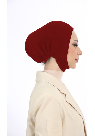 Kadın Tesettür Geniş Hacimli Pratik Ense Ve Çene Altından Geçmeli Kaymayan Çeneli Bone Bordo Bordo