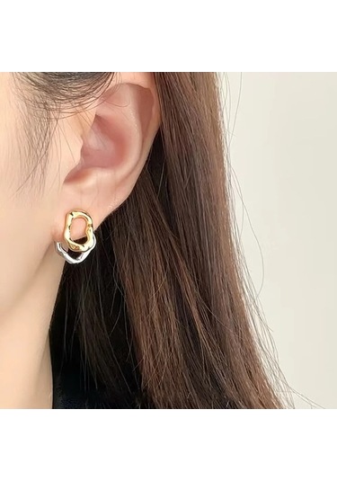 Flybuy Vintage Paslanmaz Çelik Damlacık Küpe Kadın - Bakır Saplama 1.5cm Gümüş Gümüş