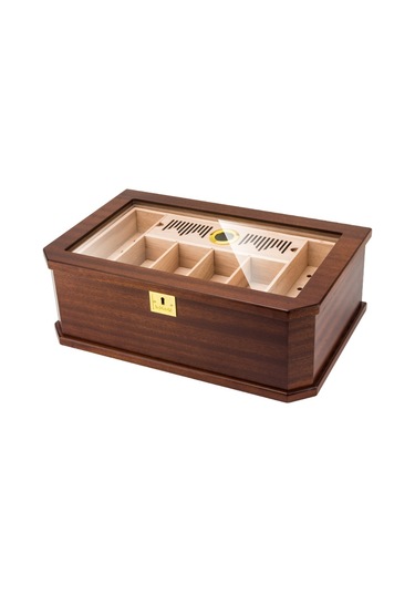 Lubinski New Cedar Camlı Tepsili Puro Kutusu Humidor Kahve 100s