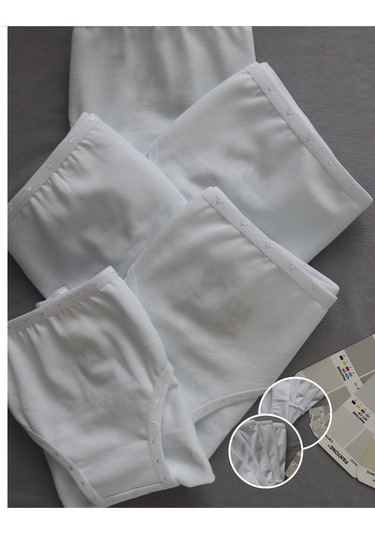 Alya Underwear Kız Çocuk Kalpli Dokuma Lastik Pamuklu Kumaş Slip Külot 5'li Paket 5 Adet Beyaz Multicolor-x19