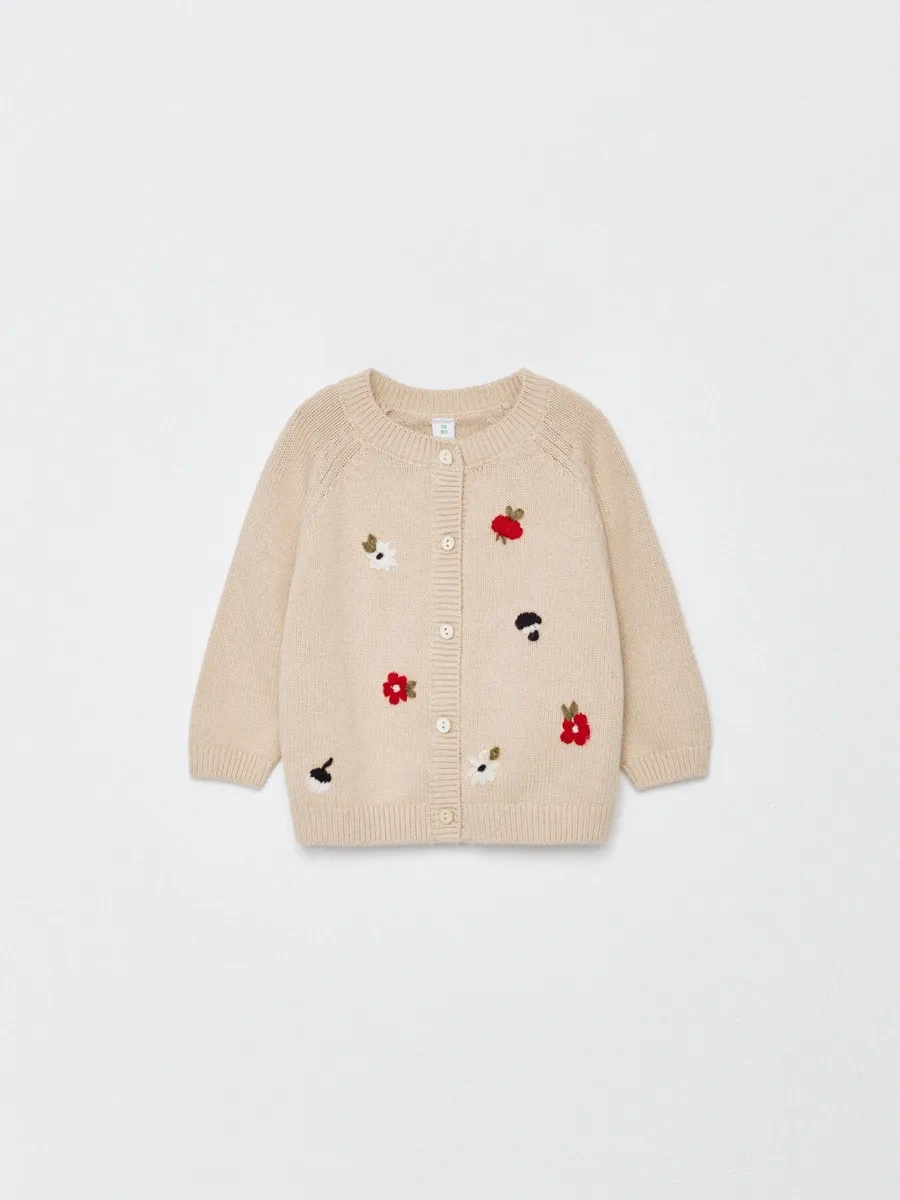 Sela Pamuklu İşlemeli Triko Ceket 473666296 Bej