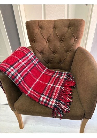 Oxford Scotch Diz Üstü Battaniye Kırmızı Kırmızı