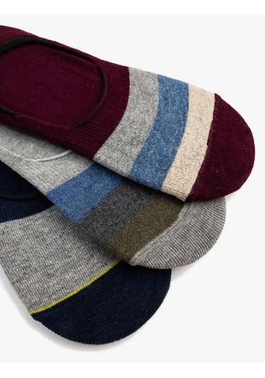 Koton 3'lü Babet Çorap Seti Çok Renkli Renk Bloklu Pamuk Karışımlı Multıcolor 4sam80248aa Mavi