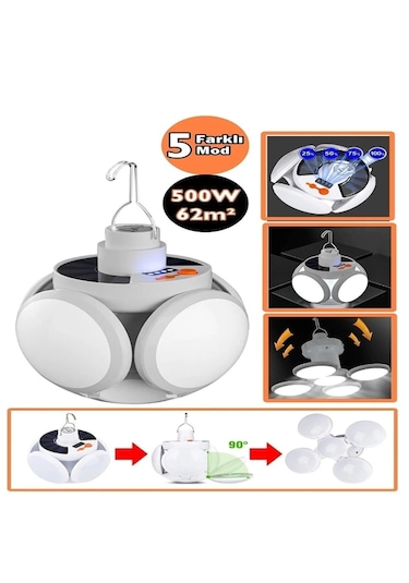 5 Led 3 Farklı Işık Mod Açılıp Kapanabilir Kanatlı Güneş Enerjili