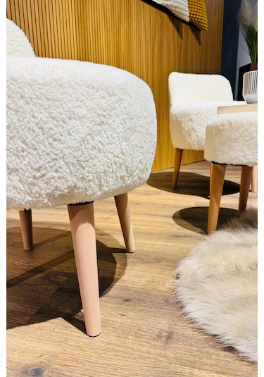Puffy Çay Seti Berjer Ve Puf Takımı Salon, Ofis, Balkon - 2'li Takım
