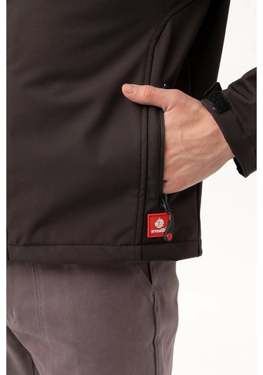 Salina Mont Erkek Su İtici Rüzgar Geçirmez Softshell Kışlık Outdoor Mont Siyah