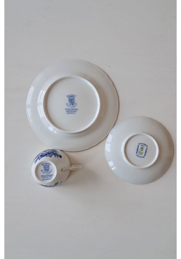 3 Parça Çay Fincanı Kobalt Mavi Kobalt