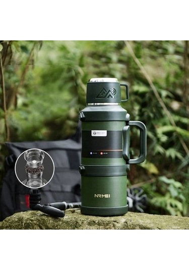 Nexus Mark Paslanmaz Çelik Termos 5000ml 72 Saat Taşınabilir Saplı 316l Kalite Asker Yeşili Asker Yeşili