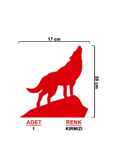 Bozkurt Sticker - Kurt Sticker - Oto Sticker - 17cmx20cm-kırmızı