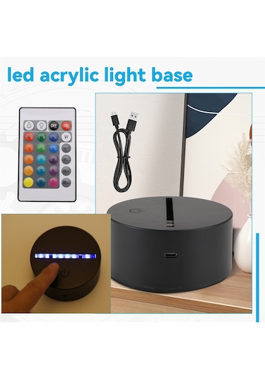 Xurunkeji 2'li Paket 3d Gece Led Işık Lambası Tabanı + Uzaktan Kumanda + Usb Kablosu, Akrilik Siyah İçin 16 Renk Işık Gösterisi Ekran Standı Siyah Xurunkeji 2'li Paket 3d Gece Led Işık Lambası Tabanı + Uzaktan Kumanda + Usb Kablosu, Akrilik Siyah İçin 16 Renk Işık Gösterisi Ekran Standı Siyah