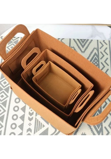 Sones Home Clutter Keçe Katlanabilir Depolama Sepetleri, Boyut: Küçük Kahverengi