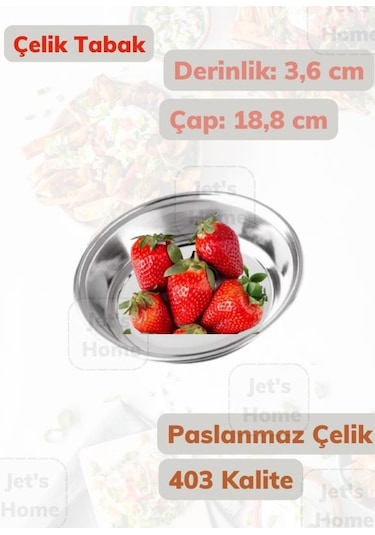 Çelik Tabak 18,8 Cm No:3 Paslanmaz Tabak 430 Kalite Çelik Gri