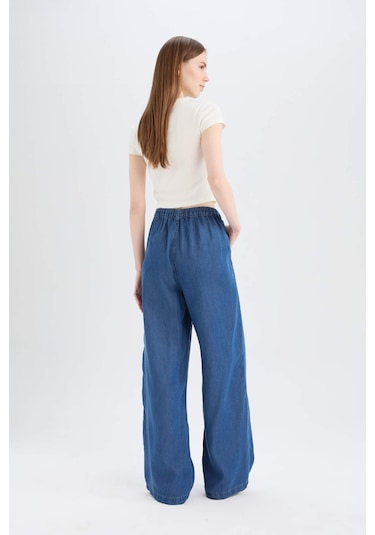 DeFacto Pull On Wide Leg Yüksek Bel Uzun Tensel Yıkamalı Pantolon D8239AX25SMNM28