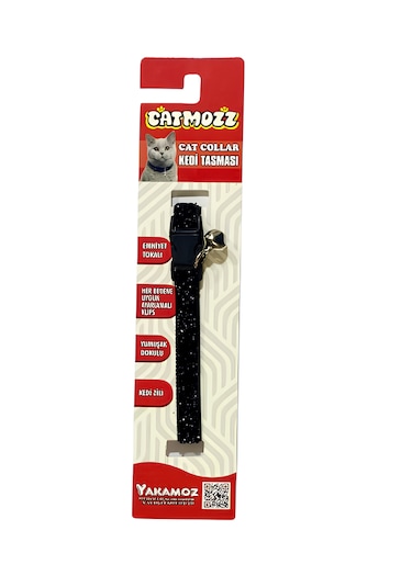 Catmozz Simli Elegance Kedi Boyun Tasması Siyah Small
