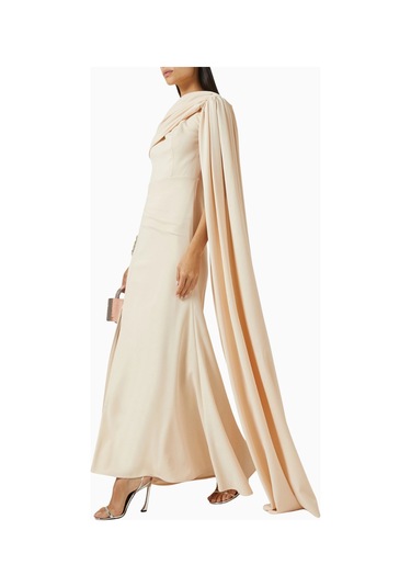 Ac By Aanchal Chanda Embellished Cape Işlemeli Pelerinli Kadın Elbise Beyaz