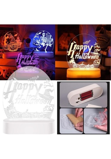 Szypzstore Gece Lambaları Cadılar Bayramı Led Dizi Işıkları Cadılar Bayramı Dekoratif Işıklar 3d Süslemeler Gece Işıkları Kabak Işıkları Pil Işıkları Tatil Projektör Işıkları Tc5hjo Siyah