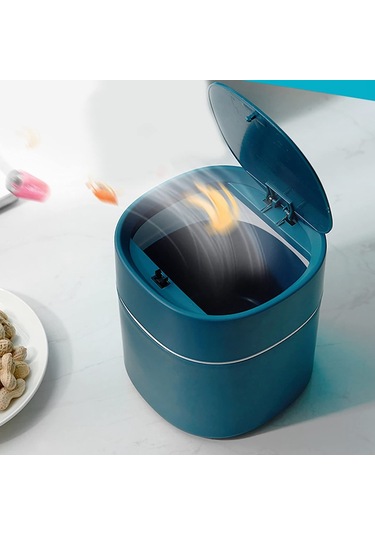 Pazly--mini Çöp Kutusu Masaüstü Çöp Kutusu, Basılarak Açılan Kapaklı Küçük Masa Üstü Kutusu Ev Için Zarif Yuvarlak Köşe Kağıt Kutusu A